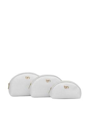 set of 3 croc-embossed make-up pouches