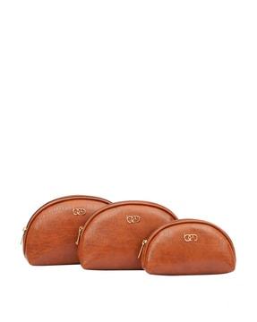set of 3 croc-embossed make-up pouches