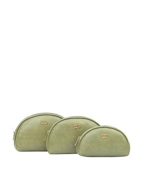 set of 3 croc-embossed make-up pouches