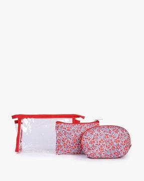 set of 3 floral print pouches