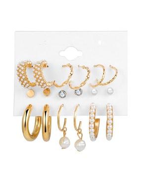 set of 3 gold-plated earrings pair
