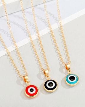 set of 3 gold-plated evil-eye pendants