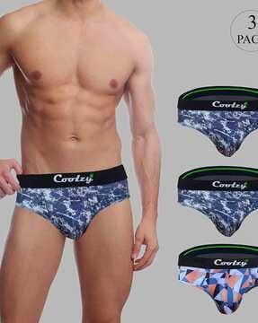 set of 3 printed briefs with elasticated waistband