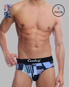 set of 3 printed briefs with elasticated waistband
