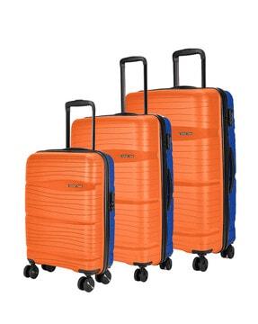 set of 3 striped trolley bags with number lock
