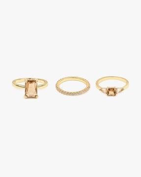 set of 3 women gold-plated ring