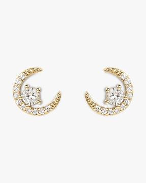 set of 3 women gold-plated stone-studded earrings
