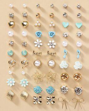 set of 30 gold-plated stud earrings