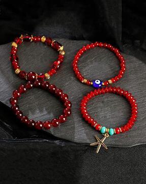 set of 4 evil eye beaded bracelets