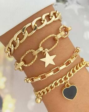 set of 4 gold-plated bracelets with lobster claw closure