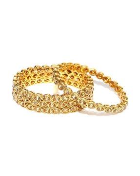 set of 4 kundan-studded bangles