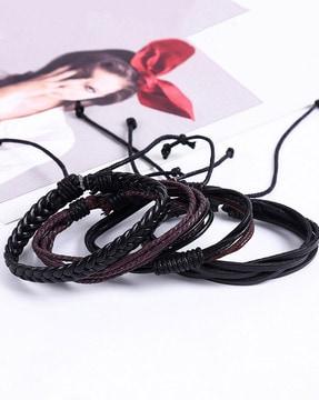 set of 4 leather wrap bracelets