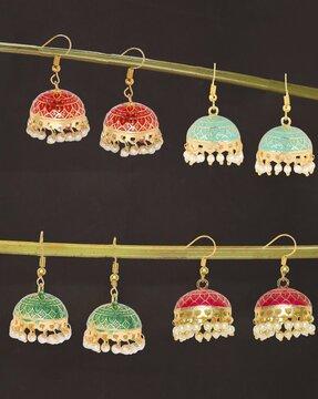 set of 4 pearl jhumka earrings