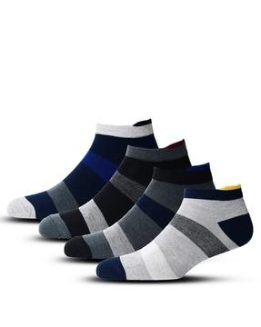 set of 4 striped ankle-length socks