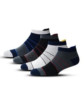 set of 4 striped ankle-length socks