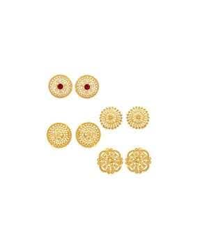 set of 4 women gold-plated studs