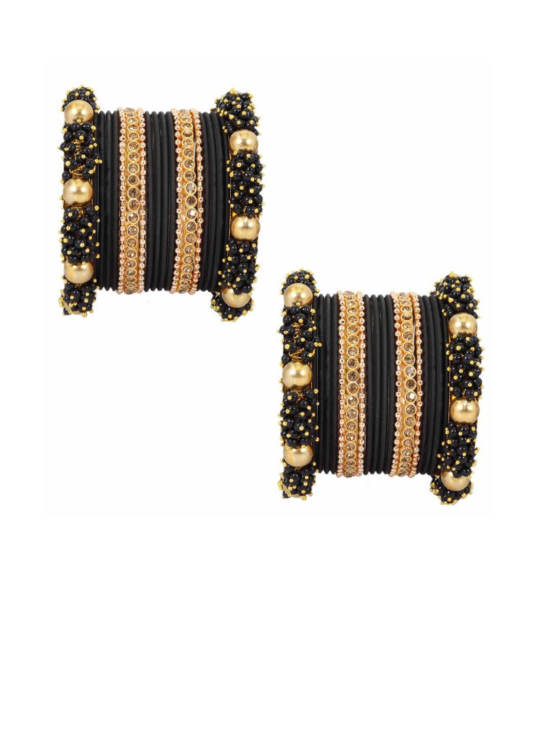 set of 40 gold-plated zircon studded chuda bangles