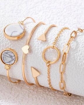 set of 5 gold-plated bracelets