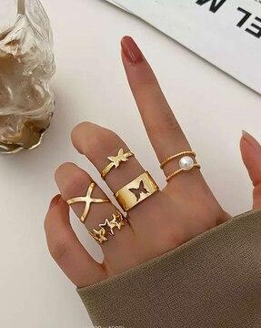 set of 5 gold-plated rings