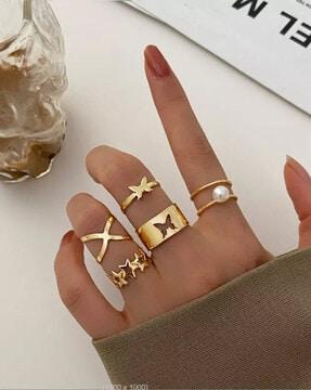 set of 5 gold-plated stackable rings