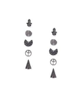 set of 5 oxidised stud earrings