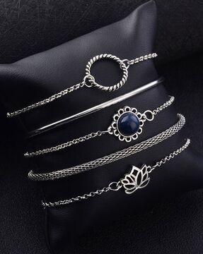 set of 5 silver-plated bracelet