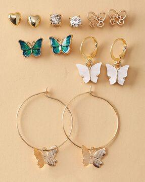 set of 6 gold-plated earrings