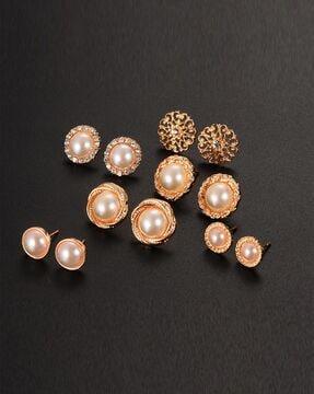 set of 6 gold-toned classic studs