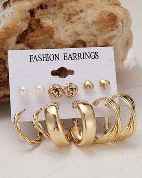 set of 6 gold-toned earrings