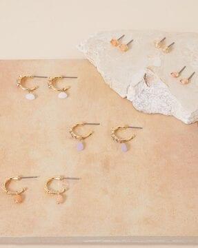 set of 6 stone-studded earrings