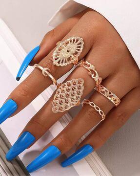 set of 6 stone-studded stackable rings