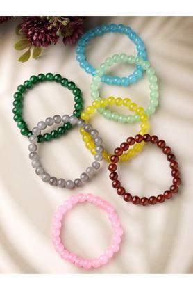 set of 7 artificial beads elasticated bracelet