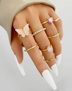 set of 8 gold-plated stackable rings