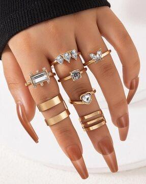 set of 8 stone studded stackable rings