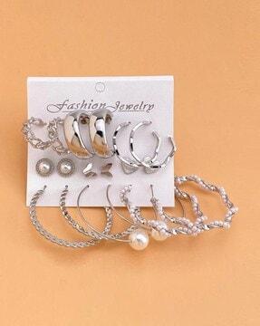 set of 9  silver-plated hoops