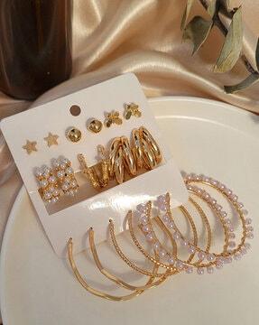 set of 9 gold-plated studs & hoops