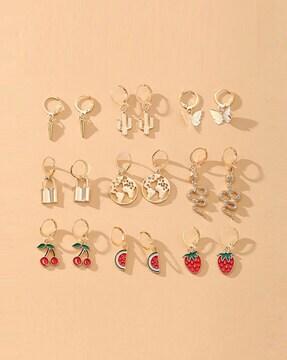 set of 9 stone-studded earrings