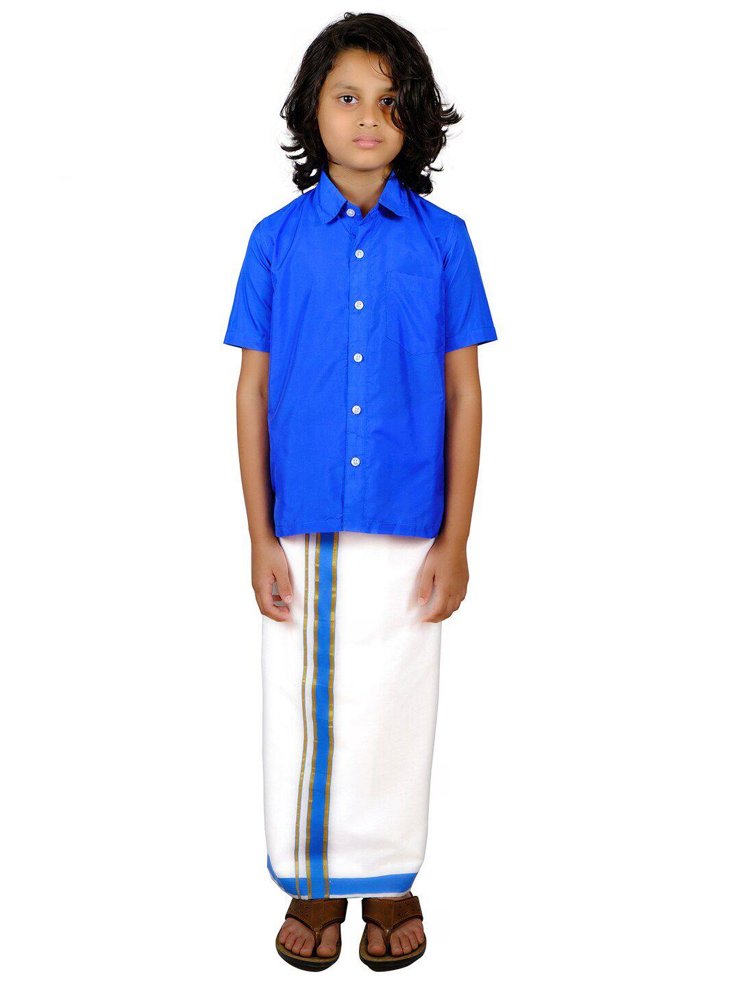 sethukrishna boys blue & white shirt