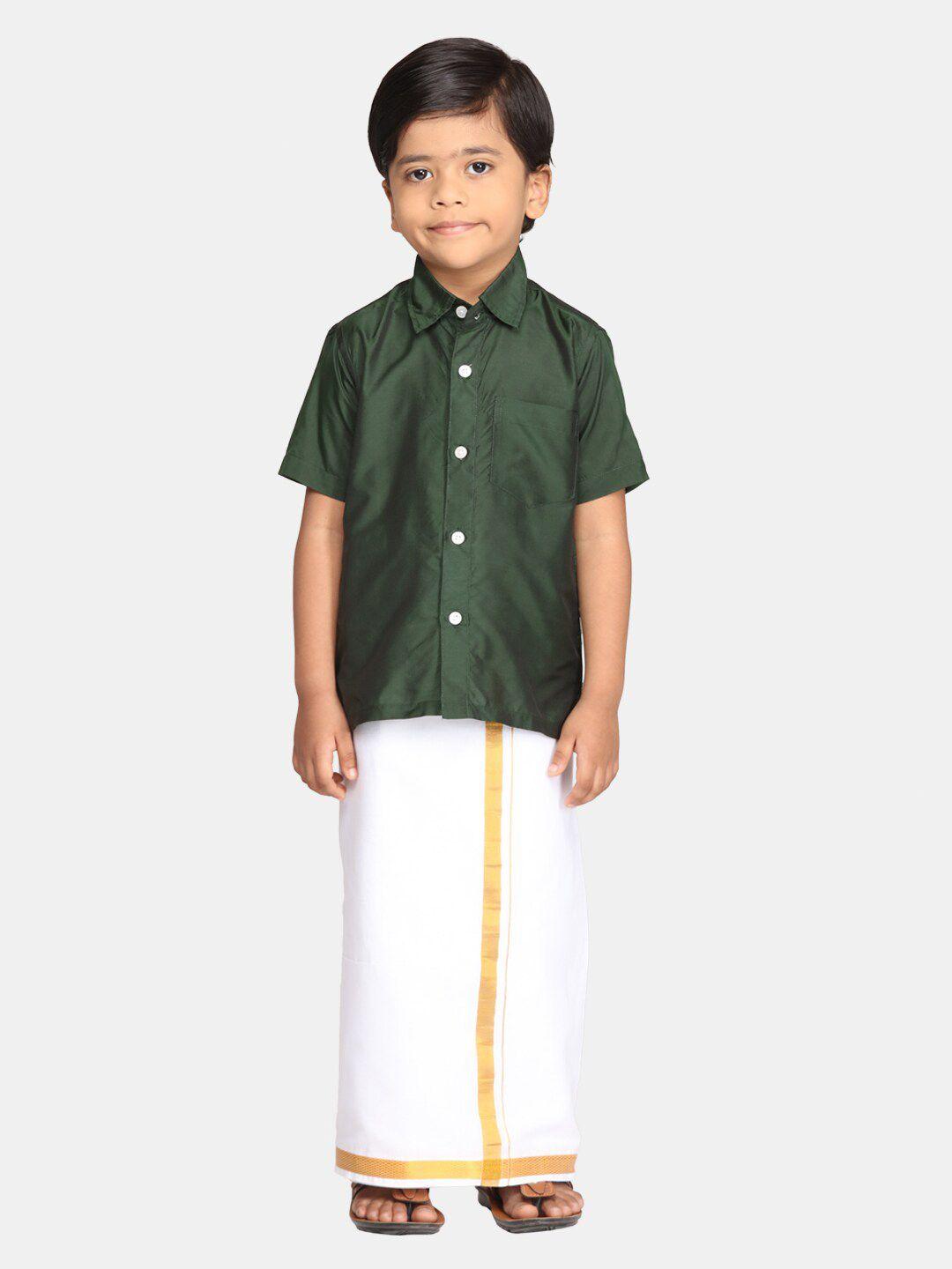 sethukrishna boys ethnic shirt with readymade veshti clothing set