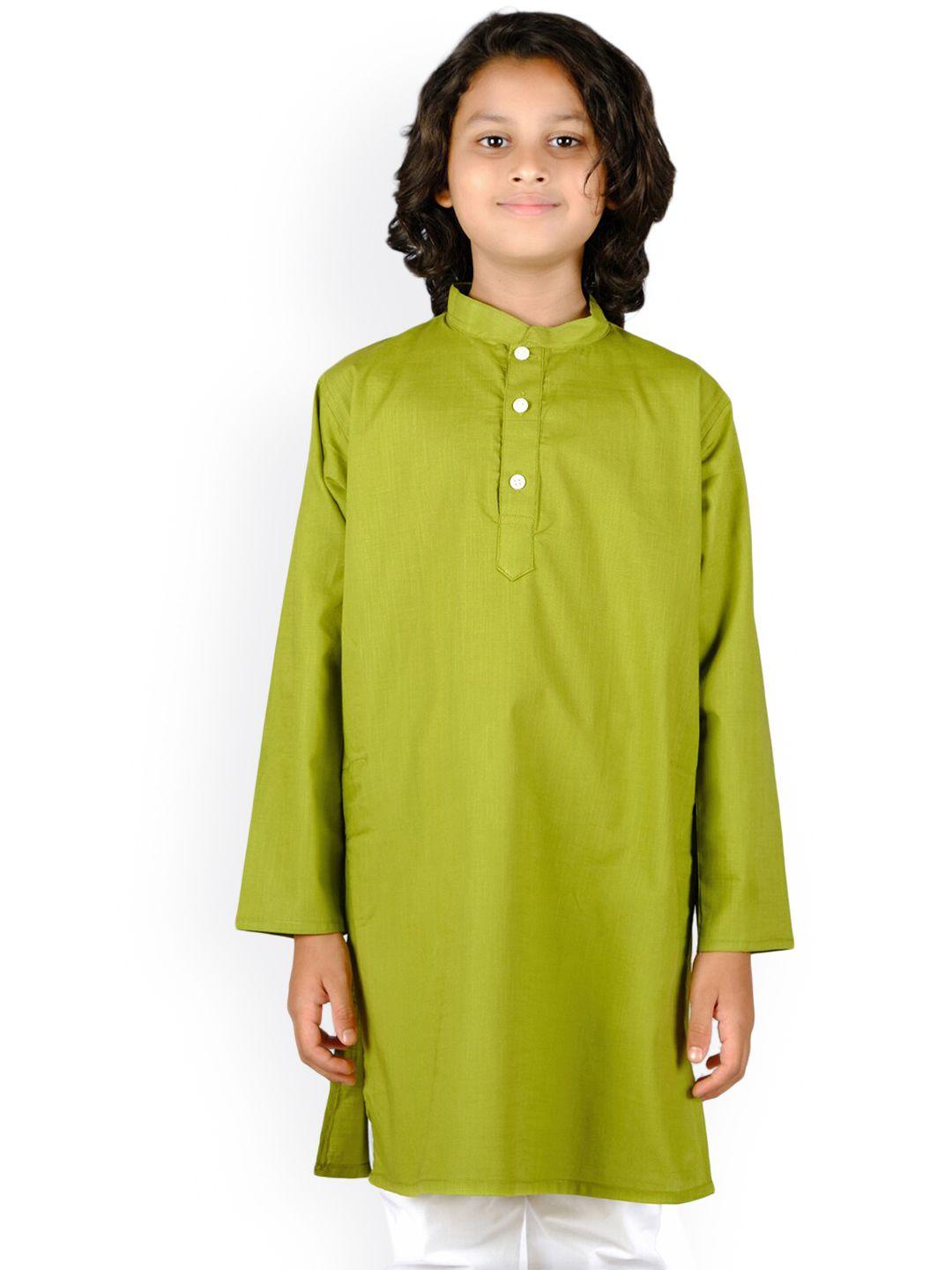 sethukrishna boys green solid kurta