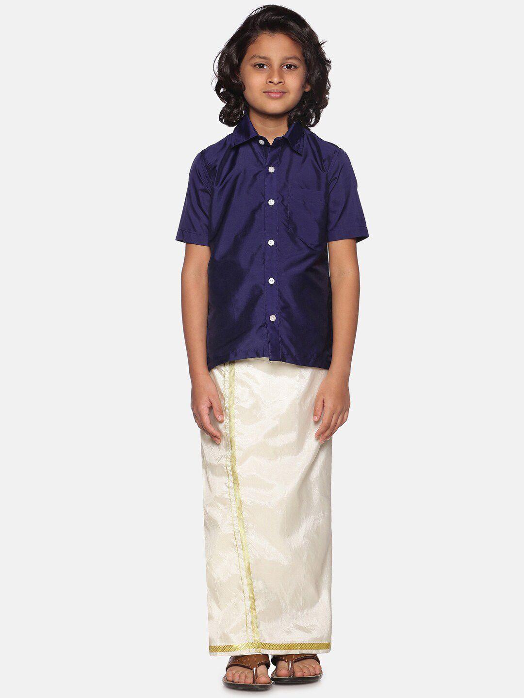 sethukrishna-boys-navy-blue-&-white-shirt-with-dhoti