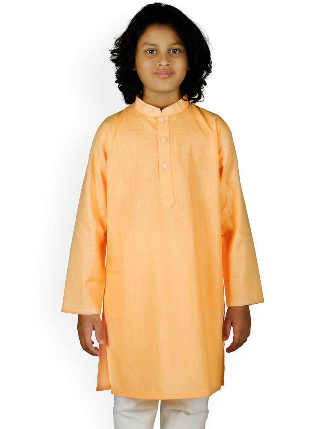 sethukrishna boys orange solid kurta