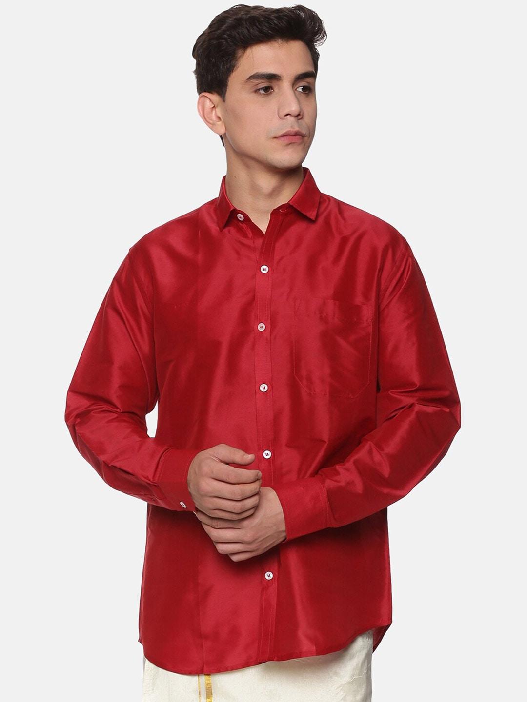 sethukrishna men maroon standard casual shirt