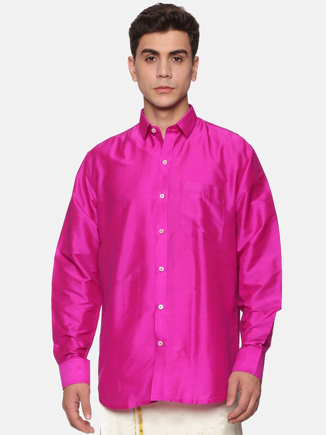 sethukrishna men pink standard casual shirt