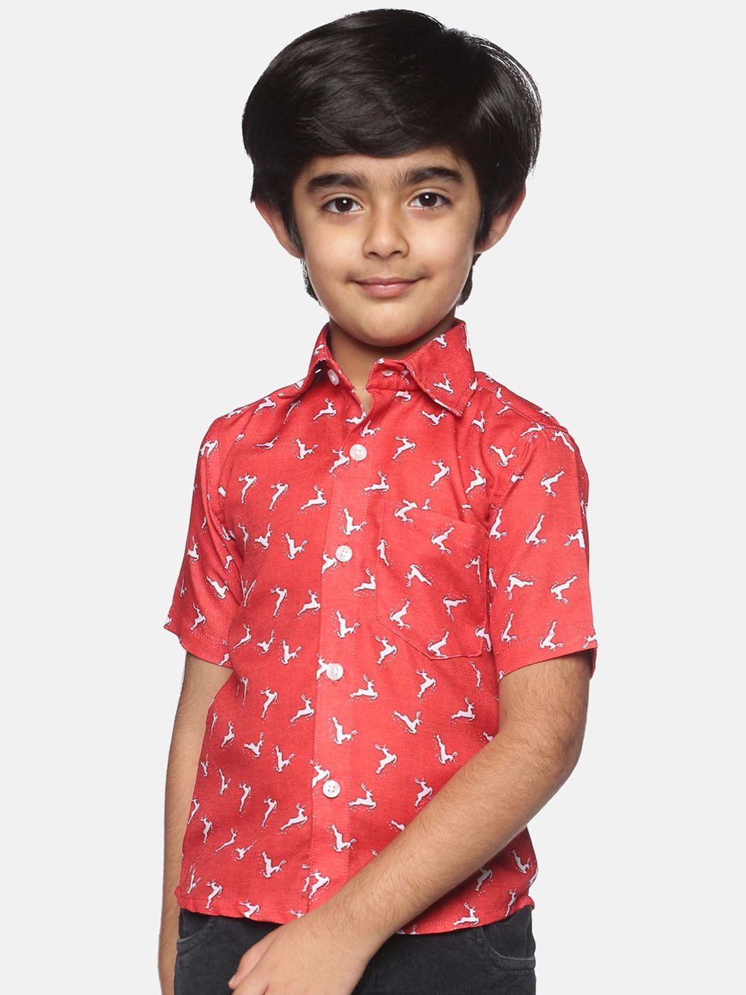 sethukrishna boys conversational printed casual cotton shirt