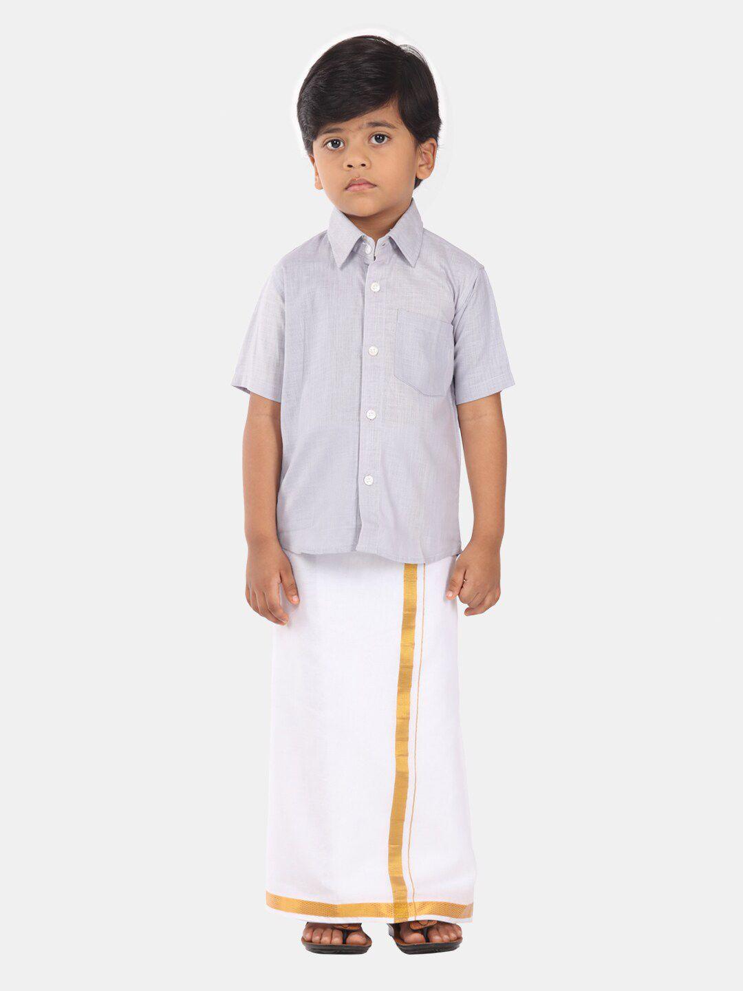 sethukrishna boys ethnic pure cotton shirt and veshti clothing set