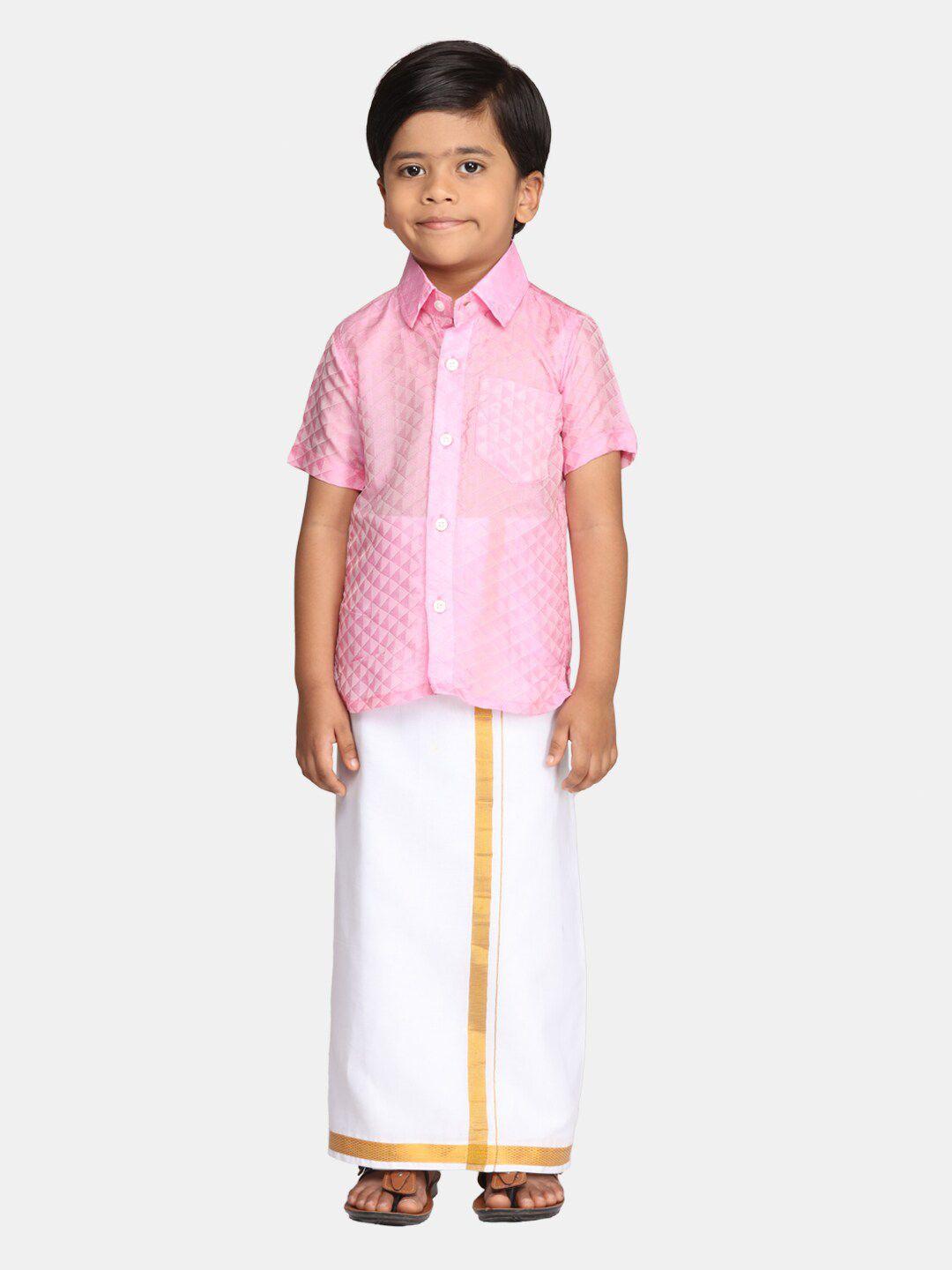 sethukrishna boys ethnic shirt with readymade veshti clothing set