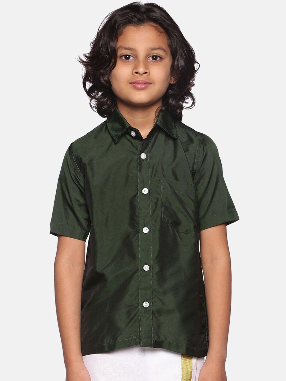 sethukrishna boys green classic ethnic shirt