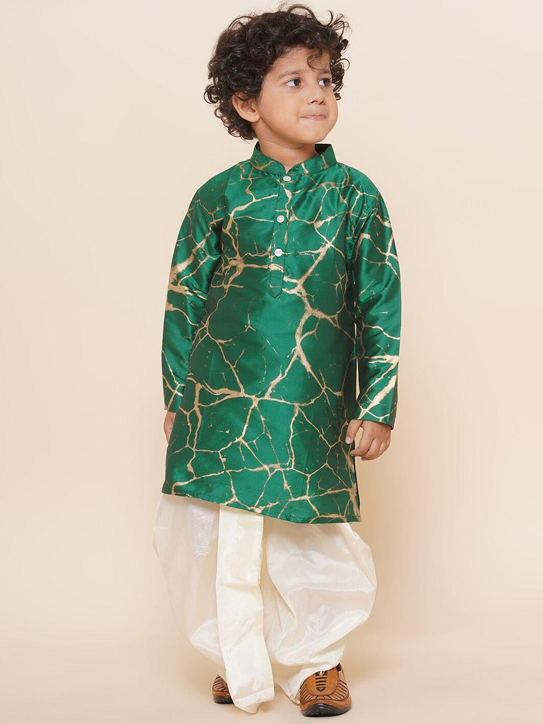 sethukrishna boys mandarin collar abstract printed kurta with dhoti pants