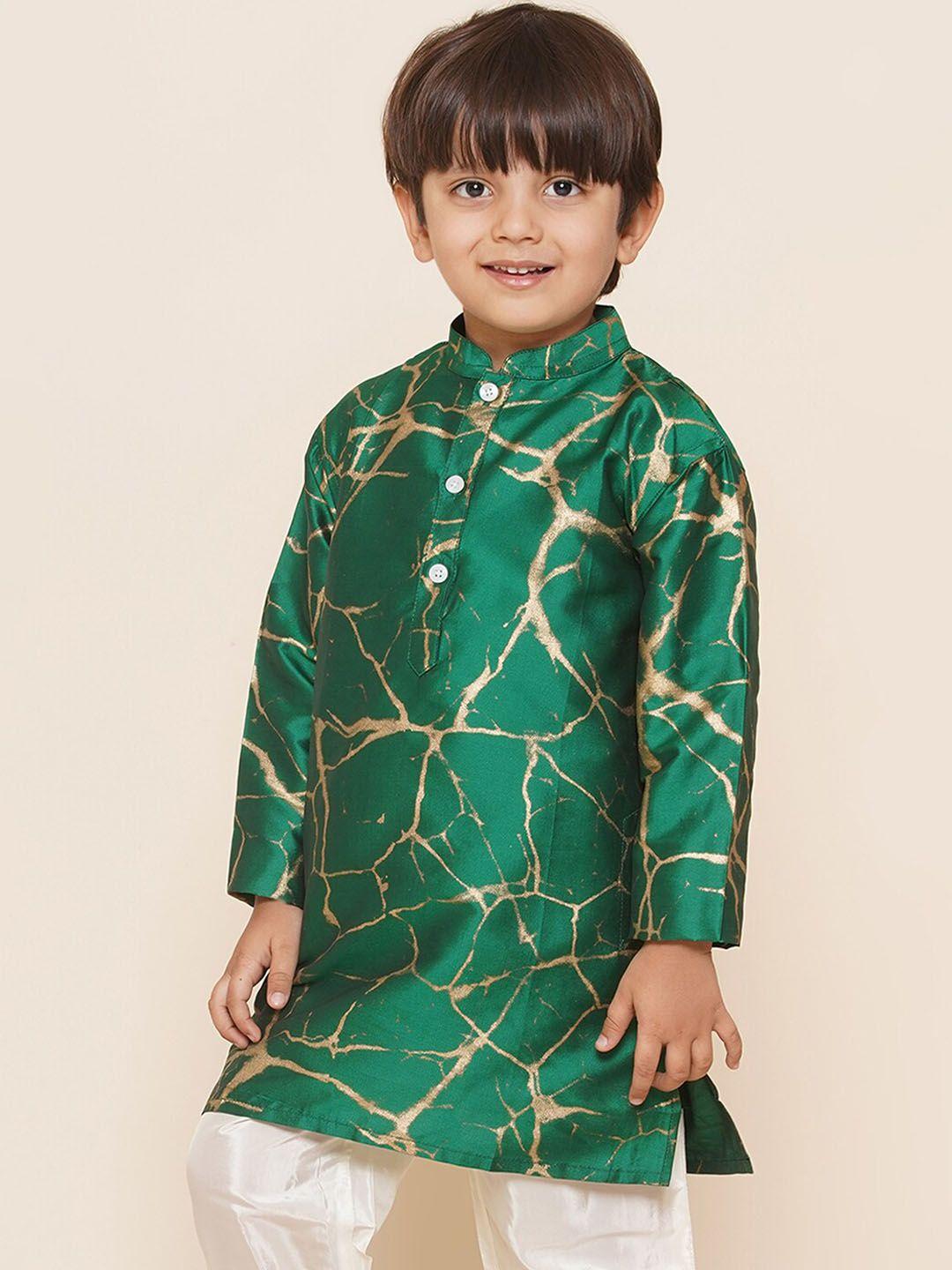 sethukrishna boys mandarin collar abstract printed kurta